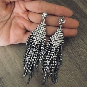 Gorgeous Bebe gunmetal silver chandelier earrings
